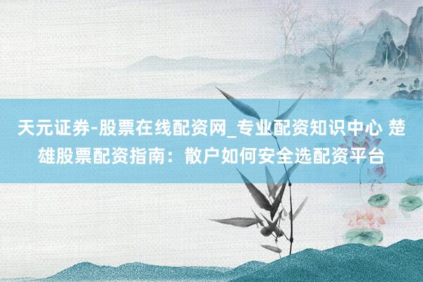 天元证券-股票在线配资网_专业配资知识中心 楚雄股票配资指南：散户如何安全选配资平台