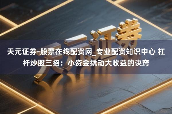 天元证券-股票在线配资网_专业配资知识中心 杠杆炒股三招：小资金撬动大收益的诀窍