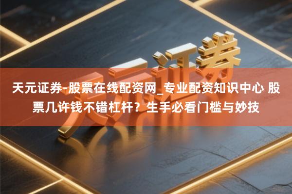 天元证券-股票在线配资网_专业配资知识中心 股票几许钱不错杠杆？生手必看门槛与妙技