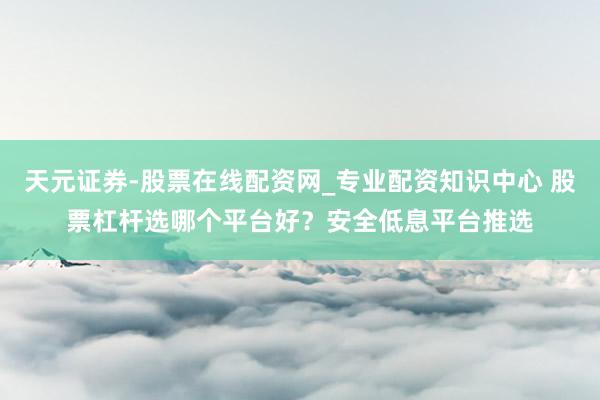 天元证券-股票在线配资网_专业配资知识中心 股票杠杆选哪个平台好？安全低息平台推选