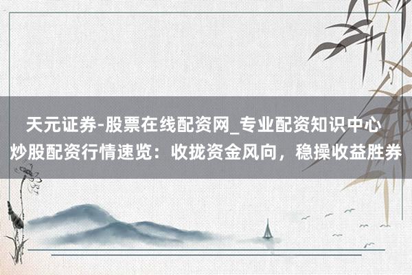 天元证券-股票在线配资网_专业配资知识中心 炒股配资行情速览：收拢资金风向，稳操收益胜券