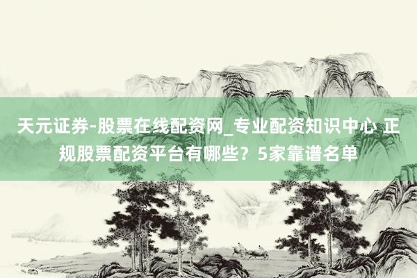 天元证券-股票在线配资网_专业配资知识中心 正规股票配资平台有哪些？5家靠谱名单