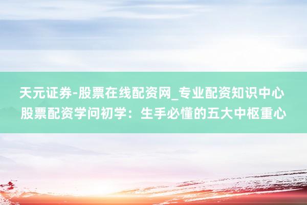 天元证券-股票在线配资网_专业配资知识中心 股票配资学问初学：生手必懂的五大中枢重心