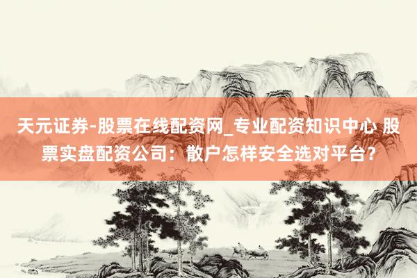 天元证券-股票在线配资网_专业配资知识中心 股票实盘配资公司：散户怎样安全选对平台？