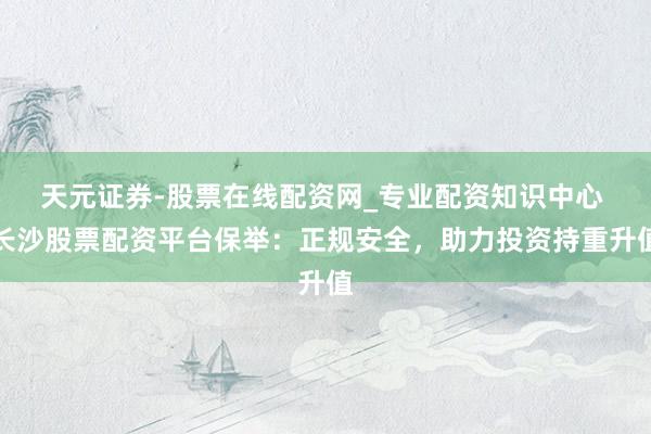 天元证券-股票在线配资网_专业配资知识中心 长沙股票配资平台保举：正规安全，助力投资持重升值