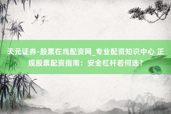 天元证券-股票在线配资网_专业配资知识中心 正规股票配资指南：安全杠杆若何选？