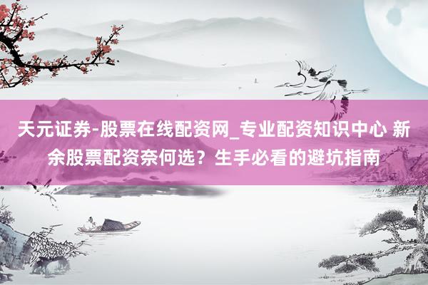 天元证券-股票在线配资网_专业配资知识中心 新余股票配资奈何选？生手必看的避坑指南