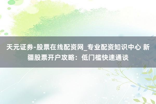 天元证券-股票在线配资网_专业配资知识中心 新疆股票开户攻略：低门槛快速通谈