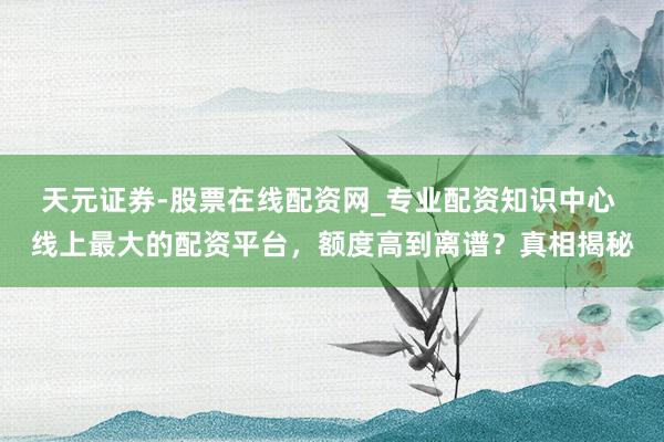 天元证券-股票在线配资网_专业配资知识中心 线上最大的配资平台，额度高到离谱？真相揭秘