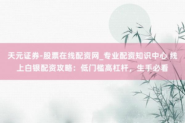 天元证券-股票在线配资网_专业配资知识中心 线上白银配资攻略：低门槛高杠杆，生手必看