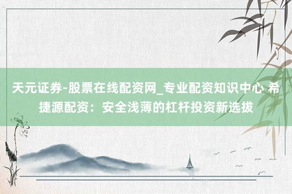 天元证券-股票在线配资网_专业配资知识中心 希捷源配资：安全浅薄的杠杆投资新选拔