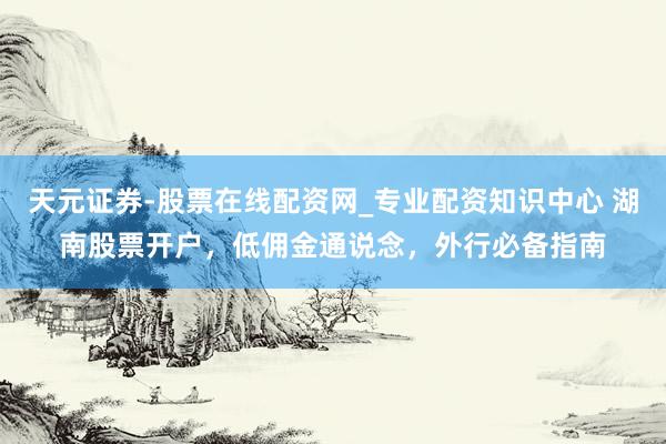天元证券-股票在线配资网_专业配资知识中心 湖南股票开户，低佣金通说念，外行必备指南
