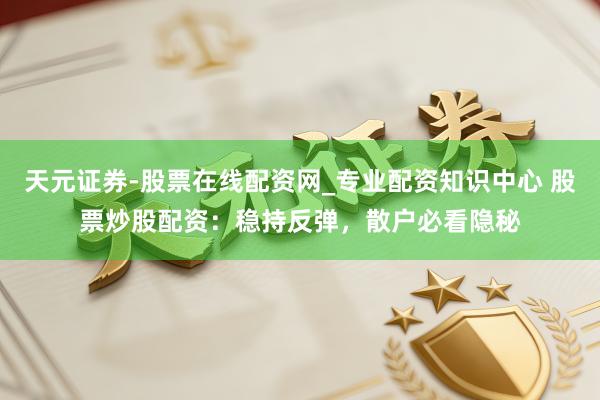 天元证券-股票在线配资网_专业配资知识中心 股票炒股配资：稳持反弹，散户必看隐秘