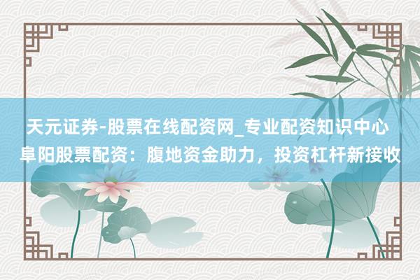 天元证券-股票在线配资网_专业配资知识中心 阜阳股票配资：腹地资金助力，投资杠杆新接收