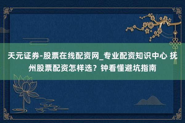 天元证券-股票在线配资网_专业配资知识中心 抚州股票配资怎样选？钟看懂避坑指南