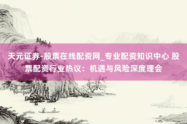 天元证券-股票在线配资网_专业配资知识中心 股票配资行业热议：机遇与风险深度理会