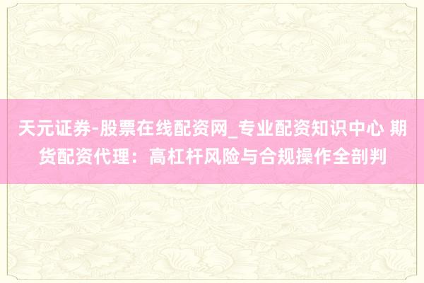 天元证券-股票在线配资网_专业配资知识中心 期货配资代理：高杠杆风险与合规操作全剖判