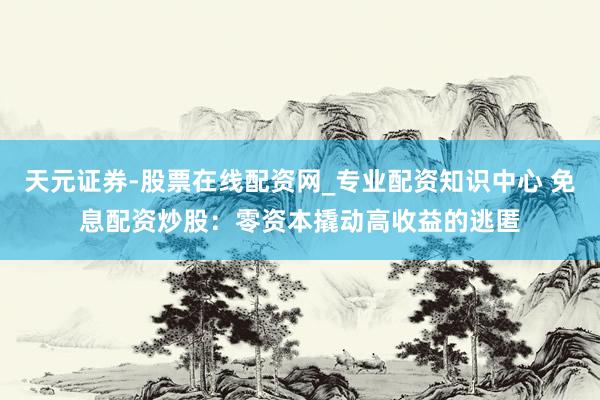天元证券-股票在线配资网_专业配资知识中心 免息配资炒股：零资本撬动高收益的逃匿