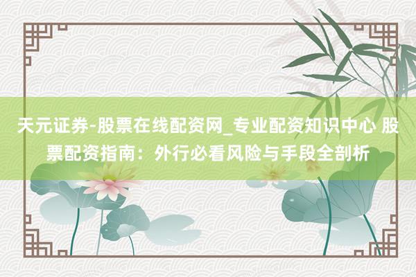 天元证券-股票在线配资网_专业配资知识中心 股票配资指南：外行必看风险与手段全剖析