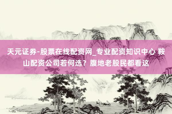 天元证券-股票在线配资网_专业配资知识中心 鞍山配资公司若何选？腹地老股民都看这