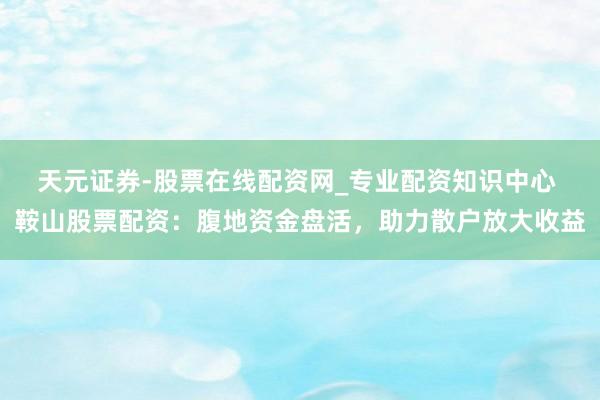 天元证券-股票在线配资网_专业配资知识中心 鞍山股票配资：腹地资金盘活，助力散户放大收益