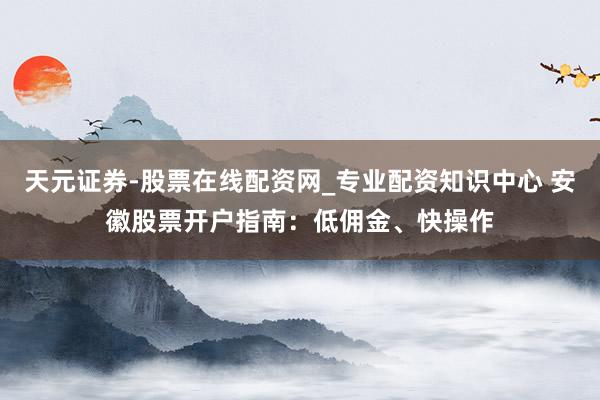 天元证券-股票在线配资网_专业配资知识中心 安徽股票开户指南：低佣金、快操作