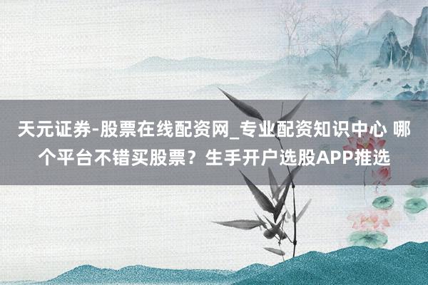 天元证券-股票在线配资网_专业配资知识中心 哪个平台不错买股票？生手开户选股APP推选