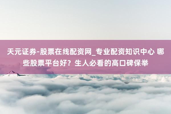 天元证券-股票在线配资网_专业配资知识中心 哪些股票平台好？生人必看的高口碑保举