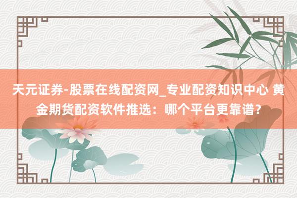 天元证券-股票在线配资网_专业配资知识中心 黄金期货配资软件推选：哪个平台更靠谱？