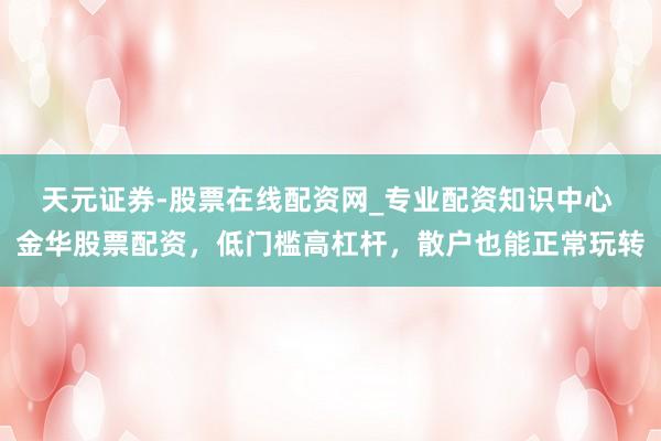 天元证券-股票在线配资网_专业配资知识中心 金华股票配资，低门槛高杠杆，散户也能正常玩转
