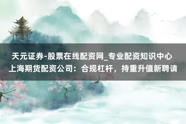 天元证券-股票在线配资网_专业配资知识中心 上海期货配资公司：合规杠杆，持重升值新聘请