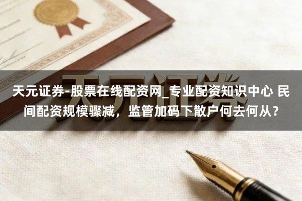 天元证券-股票在线配资网_专业配资知识中心 民间配资规模骤减，监管加码下散户何去何从？