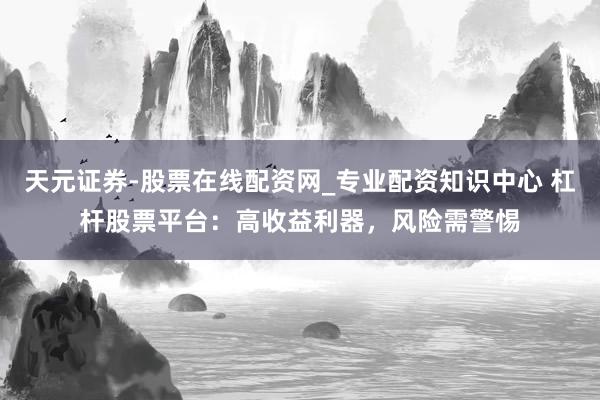 天元证券-股票在线配资网_专业配资知识中心 杠杆股票平台：高收益利器，风险需警惕