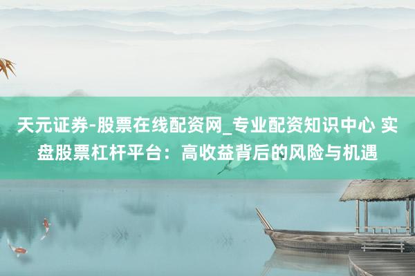 天元证券-股票在线配资网_专业配资知识中心 实盘股票杠杆平台：高收益背后的风险与机遇