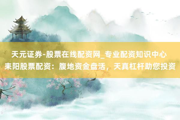 天元证券-股票在线配资网_专业配资知识中心 耒阳股票配资：腹地资金盘活，天真杠杆助您投资