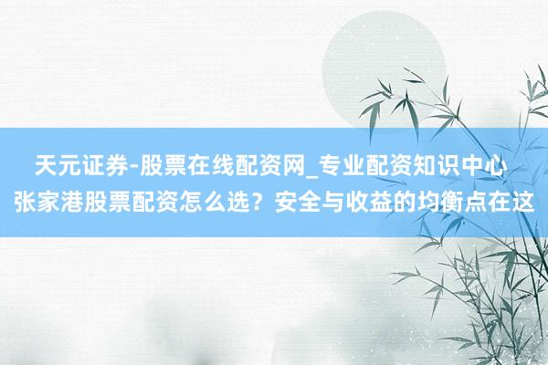 天元证券-股票在线配资网_专业配资知识中心 张家港股票配资怎么选？安全与收益的均衡点在这