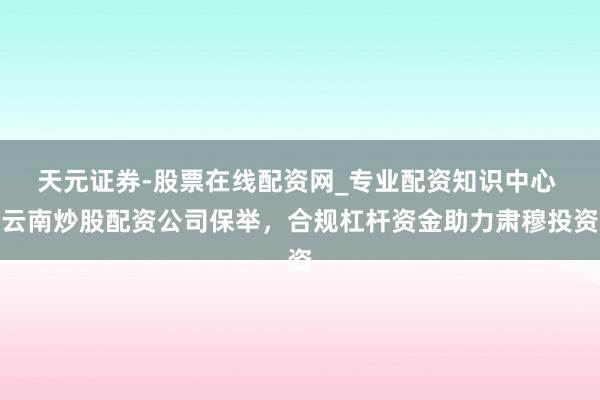 天元证券-股票在线配资网_专业配资知识中心 云南炒股配资公司保举，合规杠杆资金助力肃穆投资