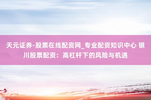 天元证券-股票在线配资网_专业配资知识中心 银川股票配资：高杠杆下的风险与机遇
