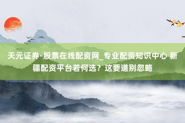天元证券-股票在线配资网_专业配资知识中心 新疆配资平台若何选？这要道别忽略