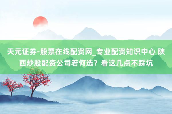 天元证券-股票在线配资网_专业配资知识中心 陕西炒股配资公司若何选？看这几点不踩坑