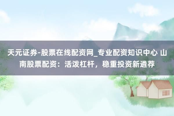 天元证券-股票在线配资网_专业配资知识中心 山南股票配资：活泼杠杆，稳重投资新遴荐