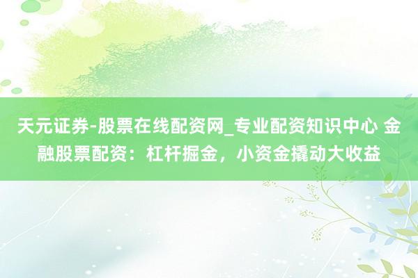天元证券-股票在线配资网_专业配资知识中心 金融股票配资：杠杆掘金，小资金撬动大收益