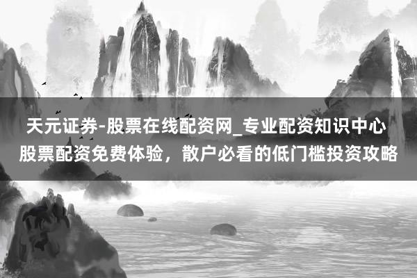 天元证券-股票在线配资网_专业配资知识中心 股票配资免费体验，散户必看的低门槛投资攻略