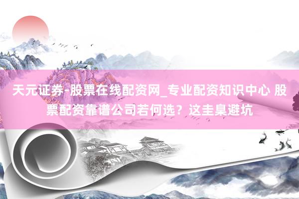 天元证券-股票在线配资网_专业配资知识中心 股票配资靠谱公司若何选？这圭臬避坑