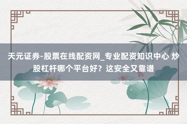 天元证券-股票在线配资网_专业配资知识中心 炒股杠杆哪个平台好？这安全又靠谱