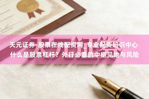 天元证券-股票在线配资网_专业配资知识中心 什么是股票杠杆？外行必看的中枢见地与风险
