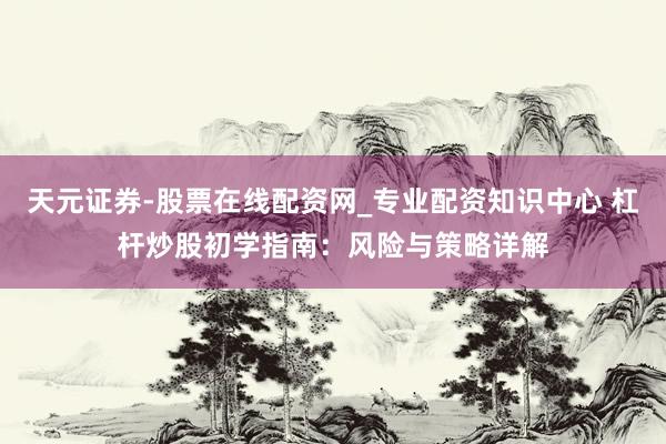 天元证券-股票在线配资网_专业配资知识中心 杠杆炒股初学指南：风险与策略详解