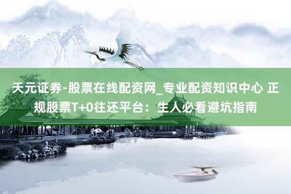 天元证券-股票在线配资网_专业配资知识中心 正规股票T+0往还平台：生人必看避坑指南
