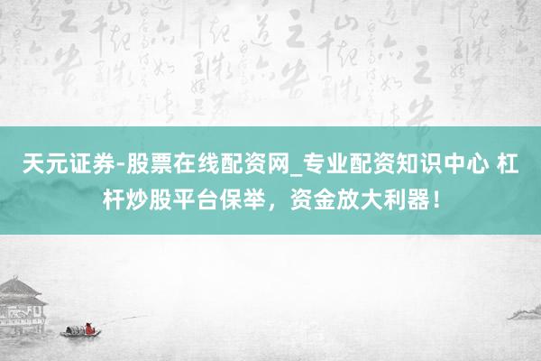 天元证券-股票在线配资网_专业配资知识中心 杠杆炒股平台保举，资金放大利器！