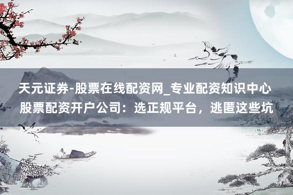 天元证券-股票在线配资网_专业配资知识中心 股票配资开户公司：选正规平台，逃匿这些坑